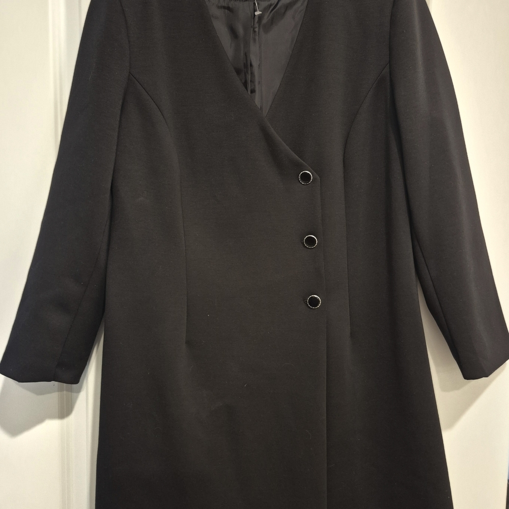 Rachel Zoe Elegant Black Long Sleeve Dress Coat